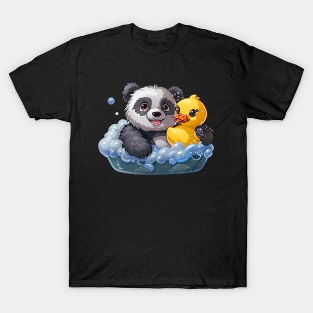 Panda In A Bubble Bath - Panda Bear Japanese T-Shirt by Anassein.os